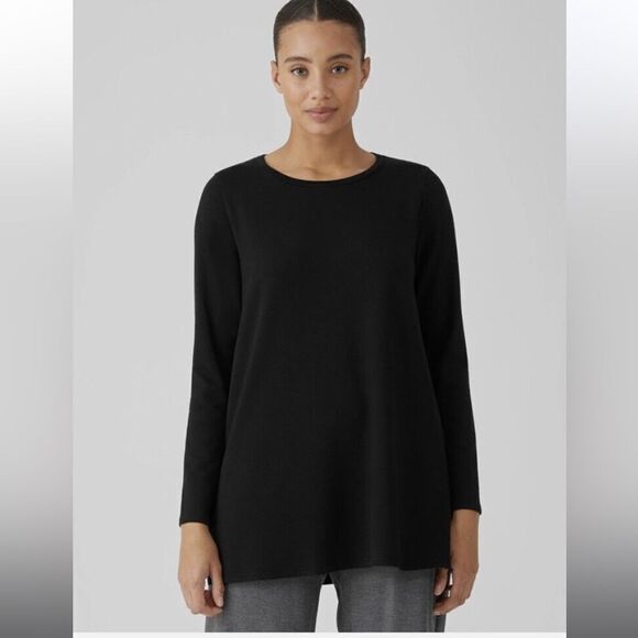 Eileen Fisher Black Fine Jersey Long Top Tunic - Picture 1 of 10